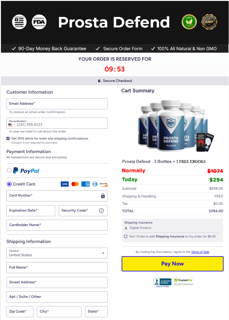 Prosta Defend order form
